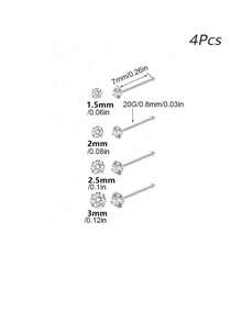 Conjunto de 3 peças de piercing de nariz em aço inoxidável 316L com zircônia, calibre 20G, para homens e mulheres. Piercing de nariz em formato de L com rosca, joia para piercing de nariz em aço inoxidável. Piercing de nariz simples e elegante com strass, estilo punk, ideal para mulheres e homens. Uma joia corporal moderna e perfeita para presentear em qualquer ocasião. - Multicolorido - Ver 11