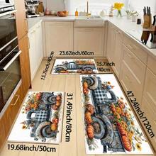 1 pieza Felpudo de goma con estampado de camioneta, calabaza amarilla otoñal, girasol, para puerta, baño, cocina, sala de lavandería, decoración de vacaciones, decoración del hogar, decoración de fiesta, decoración de boda, decoración de cocina
