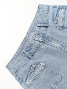 Shorts di jeans casual per donne, di colore solido, sexy, con tasche, cerniera e bottoni, adatti per l'estate, le vacanze e i viaggi