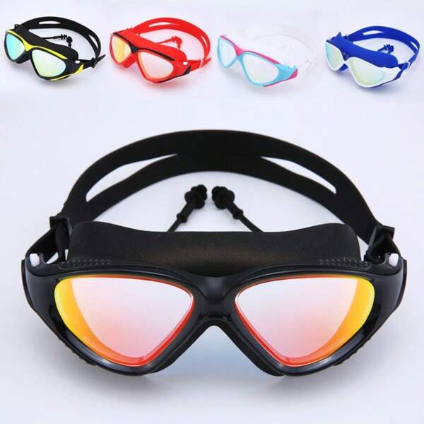 1pc Oversized Integrated Colorful Swim Goggles, Anti-Fog Anti-Water Unisex Swim/Diving Glasses