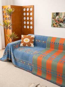 1 Stück Boho Chic Sofaüberwurf mit Acht-Blatt-Design - weich, schwer, tierfreundlich, Couchüberzug für Hunde, Sofabezug 3/2/1 Sitzer, Couchschutz für Wohnzimmer, Schlafzimmer, Bürodekoration