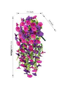 1/2pcs 17.7inch Artificial Hanging Flowers Fake Plants Outdoor, Summer Decor, Fall Decor Morning Glory Faux Flowers With Eucalyptus Leaf, Artificial Hanging Flowers Fake Plants Outdoor,Silk Blend In Mixed Colors, Suitable For Wedding, Home, Office, Garden Decor, Lifelike Artificial Eucalyptus Leaves, UV Resistant, Ideal For Wedding Arches, Walls, Gardens, Bedrooms, Outdoor Events And Parties