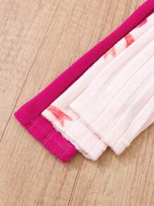 6pcs/Set Baby Girls Fashionable Casual Bow Print Long Sleeve Top & Pants Set, Suitable For Party, Outing, Vacation, Daily Wear, Spring & Autumn