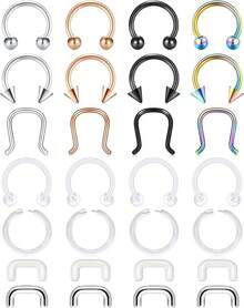 Horseshoe Septum Rings Surgical Steel Nose Piercing Jewelry 6mm-12mm - 16G-8毫米-A - 查看 1