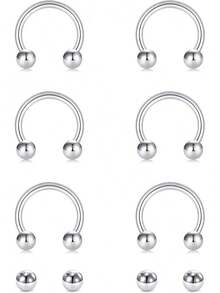 Horseshoe Septum Rings Surgical Steel Nose Piercing Jewelry 6mm-12mm - 18G-10MM-sliver - View 1