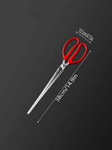 1pc长碳夹垃圾夹鳗鱼夹农村家用柴火夹不锈钢夹户外烧烤夹火钳夹柴火夹无烟煤铁夹螃蟹夹防滑不锈钢夹