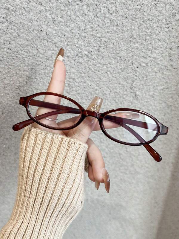 1 peça de armação de óculos oval elegante e moderna para mulheres, leve e portátil, que exibe um estilo único