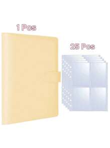 1pc Case + 25pcs 4-Grid Inner Page Photo Card Binder With 25 Sheets 4-Pocket Card Pages, 6-Ring A5 Binder Card Collection Album With 100 Card Slots For Organizing Trading Cards, Replacement Pages (Without Pictures) - Multicolor - View 15