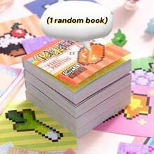 1 pieza/6 piezas/7 piezas/16 piezas Libro de pegatinas de colorear de mini píxeles, también se puede usar como libro de referencia para dibujos de frijoles, se puede desprender como una tarjeta, decoración DIY, también adecuado para regalos festivos