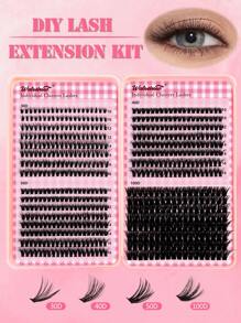 640pcs D-Curl Eyelash Extension Kit, 10D 20D 30D 40D 50D 60D 80D 100D 120D 150D 8-16mm DIY Individual False Eyelashes, 3D Mink Curl Dramatic Messy Lashes For Makeup, Cosplay, Daily Wear