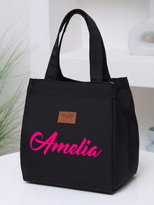 1 st. enfärgad, modern värmeisolerad matlådeväska, med isoleringsskikt av aluminiumfolie, utsökt handväska, arbetsväska, modeväska med halv dragkedja, lämplig för skolan, jobbet, kontoret, camping, dagligt bruk, handväska, skolstartssäsongen - Multifärgad - Visa 3