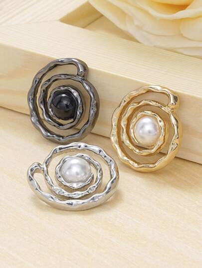 10 قطعة/عبوة أزرار معدنية مطرزة بالزهور العتيقة والنقوش الدائرية المُزينة باللؤلؤ، ديكورات راقية لستر المعطف والقميص والكنزة والسترة والسترة والوشاح والأحذية والحقائب، إكسسوارات خياطة DIY