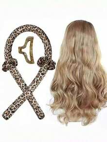 4pcs/Set Leopard Print Scrunchies + Curling Iron + Fish Tail Hair Accessory Set - Multicolor - View 2