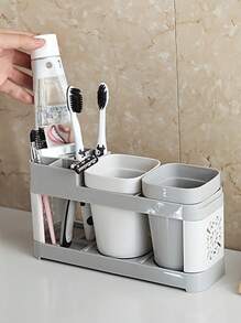1pc Tooth Brush Holder Toothbrush Cup Holder With Drainage & Storage Function For Toothpaste, Electric Toothbrush, Rinse Cup, Perfect For Students Home Bathroom Decor Summer Bathroom Decor Home Decor Bathroom Accessories