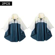 Women's Waterproof Hooded Rain Poncho-Plaid Pattern,Sportwear With Pockets & Zip Closure