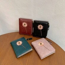 1pc Women Short Sunflower Embroidered Bifold Wallet, Retro Fashionable Sunflower Zipper Coin Purse, Suitable For Girls, Ladies, Career Starters And Office Workers, Great For Work, Business Trip, Commute, Outing And Travel