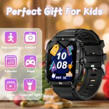 Orologio smart per bambini, con composizione e ricezione di chiamate senza fili, promemoria e rifiuto di chiamate, molteplici modalità sportive, sfondi personalizzabili, promemoria di sveglia, notifiche di messaggi, controllo della riproduzione musicale, adatto per adolescenti, compatibile con Android e iOS