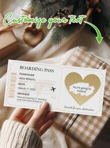 Customized Personalized Scratch Cards, Boarding Passes, Vacation Scratch Cards, Surprise Travel Scratch Cards, Vacation Gifts, Surprise Vacation Destinations, Gifts For Vacation Parties - Multicolor - View 1