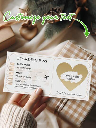 Customized Personalized Scratch Cards, Heart-Shaped Scratch Cards, Boarding Passes, Vacation Scratch Cards, Surprise Travel Scratch Cards, Vacation Gifts, Surprise Vacation Destinations, Vacation Party Gift Items