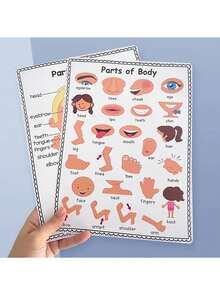 2 buah Poster Dekorasi Kelas TK Bertema Pembelajaran Bagian Tubuh, Perlengkapan Sekolah di Rumah, Poster Pendidikan Sekolah - MultiWarna - View 2