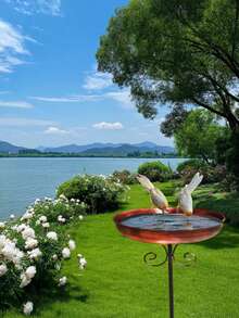 1 件复古户外喂鸟器/鸟浴盆，5 爪底座 - 适用于花园装饰、庭院、草坪、鸟类游乐池，非常适合吸引鸟类，是送给鸟类朋友和爱好者的最佳礼物 - 彩色 - 查看 8