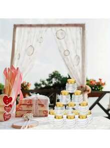 Pot de miel avec couvercle en métal - parfait pour les mariages, les baptêmes de jeunes, les anniversaires et les fêtes - récipient en plastique réutilisable pour les desserts et les cadeaux, boîte cadeau | Ensemble de contenants élégants | Boîte avec couvercle en métal