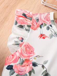 女童无袖碎花蓬蓬裙 - 完美的春秋季礼物 - 綠色 - 查看 3