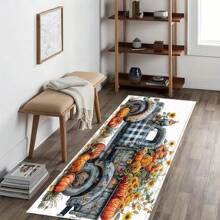 1 pieza Felpudo de goma con estampado de camioneta, calabaza amarilla otoñal, girasol, para puerta, baño, cocina, sala de lavandería, decoración de vacaciones, decoración del hogar, decoración de fiesta, decoración de boda, decoración de cocina