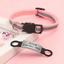 Reflective Cat Collar Personalized Pet ID Tag, Separation Cat Collar With Name Tag, Kitten Collar With Bell, Suitable For Male Puppies And Female Puppies And Cats