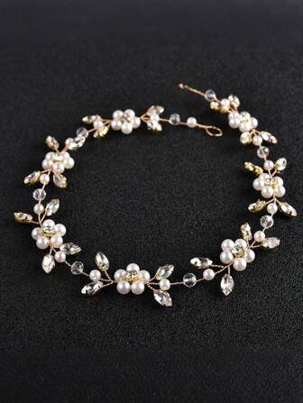 1 st. brudesflickahuvudbonad, håraccessoar för brudesflicka, silverbröllopspannband för flickor, håraccessoarer med kristallpärla i prinsessa för födelsedag, fest, första nattvard, bröllop