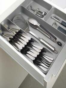 Joseph Joseph DrawerStore Compact Utensil Organizer For Kitchen Drawer Silverware, Flatware Tray, Small, Grey - Flatware & Utensils - 查看 5