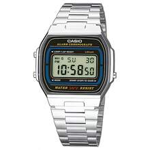 Casio Đồng hồ điện tử thời trang unisex, dây đeo thép không gỉ kiểu cổ điển, mặt vuông, tích hợp lịch, báo thức và bấm giờ, thiết kế chống nước, phù hợp để đeo hàng ngày. - đen xanh và trắng - Xem 1