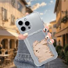 Funda transparente con ranura para tarjeta, compatible con phone 16, 15, 14, 13, 12 y 11 - Blanco - Ver 4
