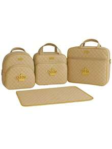 4-Piece Golden Crown Style Maternity Outing Bag Kit For Baby - 米色 - 查看 2