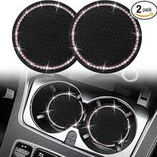 2pcs Car Coasters Round Diamond Non-Slip Silicone Coasters - Pink - View 10