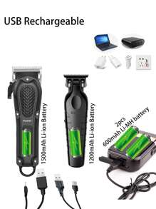 Kemei 3pieces Hair Clippers & Shaver Set KM-1071 Electric Haircut Clipper KM-2299 Sculpting Clipper 0mm Gapped Carving Clipper T-Blade Clipper Electric Hair Trimmer KM-2024 ELectric Shaver Reciprocating Razor For Men Daily Use Personal Care Grooming
