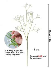 1 pieza/5 piezas Flores artificiales de Nube de Bebé Gypsophila, flores de tacto real para decoración de boda, fiesta, hogar y jardín - Blanco - Ver 2