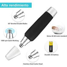 Cortapelos Nariz y Oreja, Maquina para Nariz, Nose Trimmer Recortadora de Vello Nasal, Depiladora Electrica Facial con Alta Velocidad y Hojas de Acero Inoxidable de Diseño Lavable Cabeza Desmontable - Negro - Ver 7