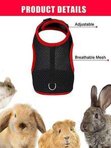 قطعة واحدة - بيع ساخن - شرس ناعم قابل للتعديل مع مقود للأرانب - ملبس الأرانب الأليفة - المقود فيريت - غينيا وحصان هولندي مائل مع روب - ظهر شيست أرنب ، مناسب للأرنب والكلاب الصغيرة وغينيا والقطط الصغيرة ، إلخ. - متعدد الألوان - مشاهدة 3