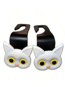1 Stück 3D Cartoon Katze Auto Kopfstützen Haken, Universal Auto Zubehör Organizer, Zusätzlicher Aufhänger für Einkaufstüten, Handtaschen, Geldbörsen, Jacken, süße Auto Dekoration, Autositz Rückenlehnen Aufhänger