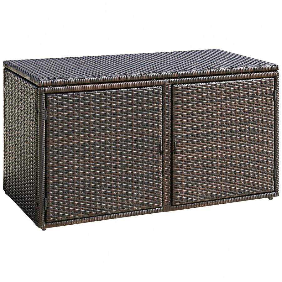 Lifezeal 88 Gallon Garden Patio Rattan Storage Container Box Bin Shelf - Brown - View 1