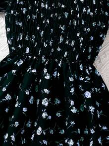 女孩碎花优雅休闲连衣裙，适合日常穿着、返校、校服 - 彩色 - 查看 4