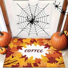 1 buc. Covoraș de baie cu imprimeu de frunze de arțar de toamnă, din imitație de piele întoarsă TPR, cu fund de ușă, covoraș de bucătărie, covoraș de rufe, decor cu atmosferă festivă, decor pentru casă, decor pentru petrecere, decor pentru nuntă, decor pentru sufragerie