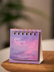 Mini 2026 Desk Calendar, Creative Landscape Calendar, Student Note Desktop Ornaments, Suitable For Home, School Season, Back To School Rewards, Etc.