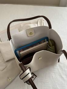 2 قطعة حقيبة كبيرة السعة لسيدات الستخدام اليومي ، حقيبة كورية عصرية للكتف ، حقيبة رفيعة الجودة ، حقيبة كتف من البولي يوريثان مع حقيبة داخلية