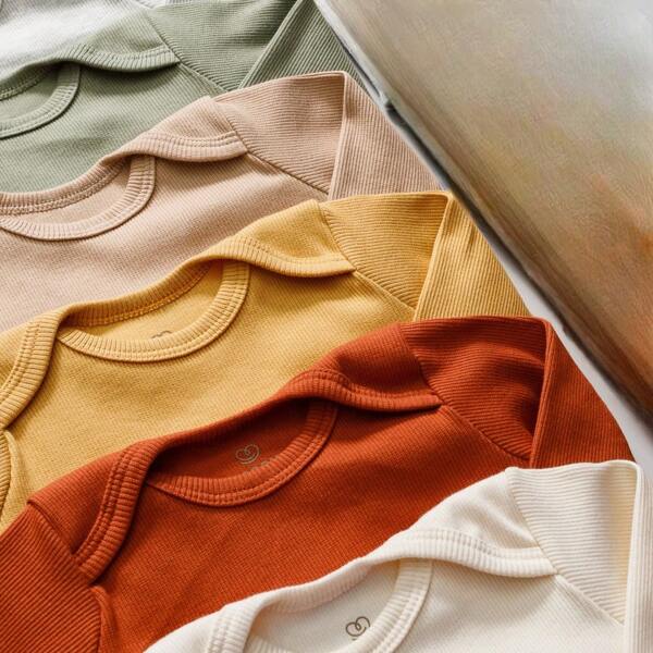 Kit 4 Peças Body Manga longa Bebê Malha Canelada de Alta qualidade Menino ou Menina