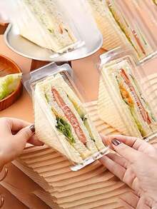 Cajas de embalaje transparentes triangulares para sándwiches, envases para llevar sándwiches - transparente - Ver 2