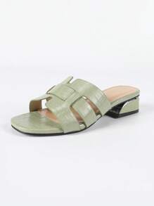 2 Colors Flat Slippers Chunky Heel Open Toe Solid Color Bohemian Fashion Casual Low Heel Women Sandals