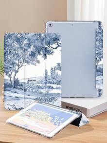 Tablet Protective Case With Retro Estate Landscape Pattern, Compatible With IPad 9.7/10.2/10.5/10.9/12.9/Pro 11, 10th Generation, Compatible With Samsung Galaxy Tab S6 Lite 10.4-Inch, Compatible With Kindle Paperwhite 12th Gen 2024, Kindle (11th Generation) 2022 Version, Soft Fall Protection, Intelligent Standing/Automatic Wake-Up/Sleep - Multicolor - View 4