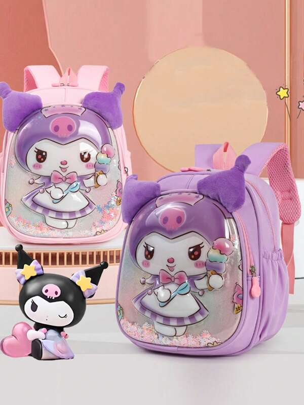 Sanrio Sanrio Cute Kuromi Cartoon Pattern Backpack, School Bag, Travel Bag